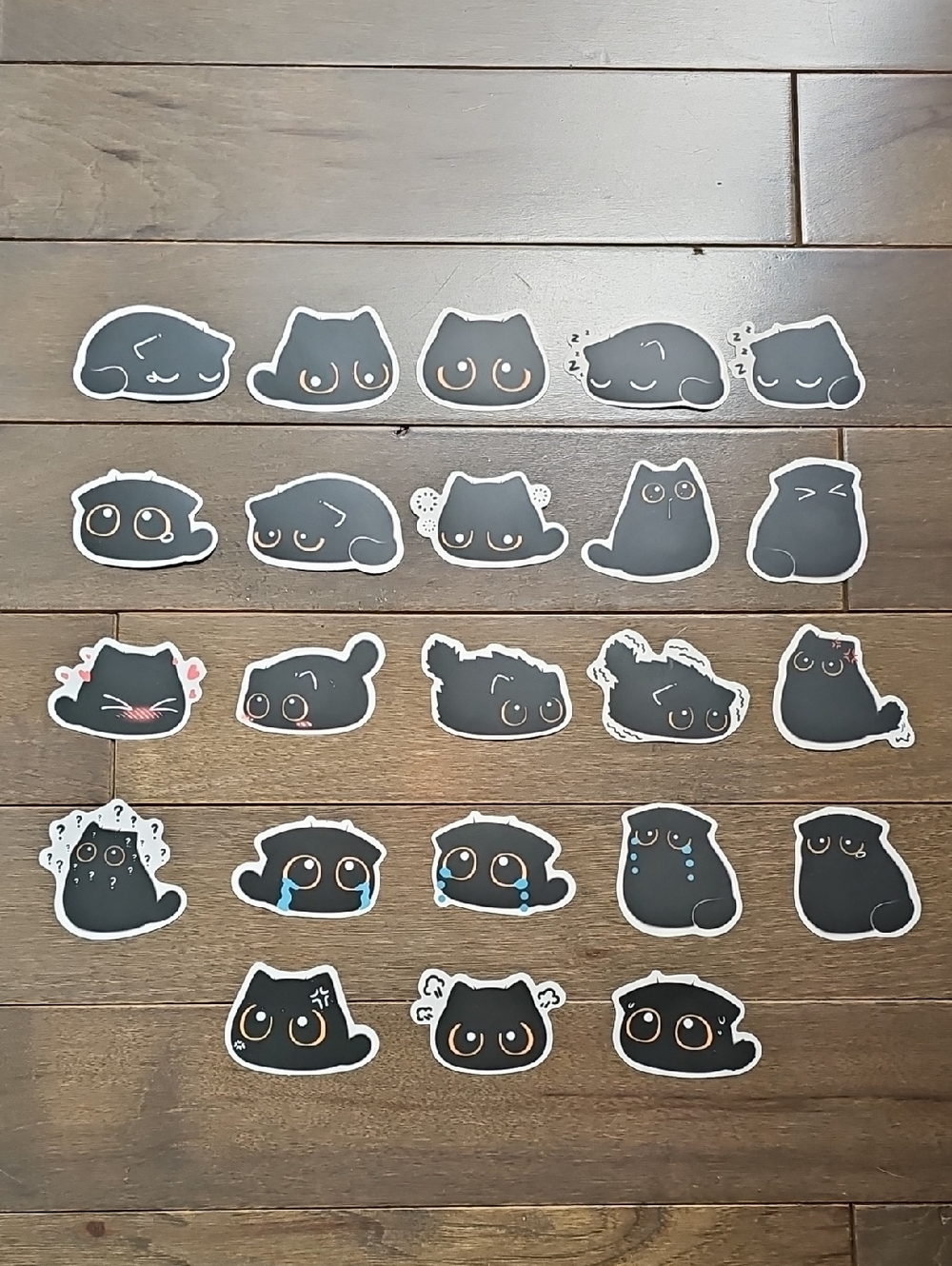 Black Cat Sticker Pack, 23 Stickers, Cute Cartoon Emotions